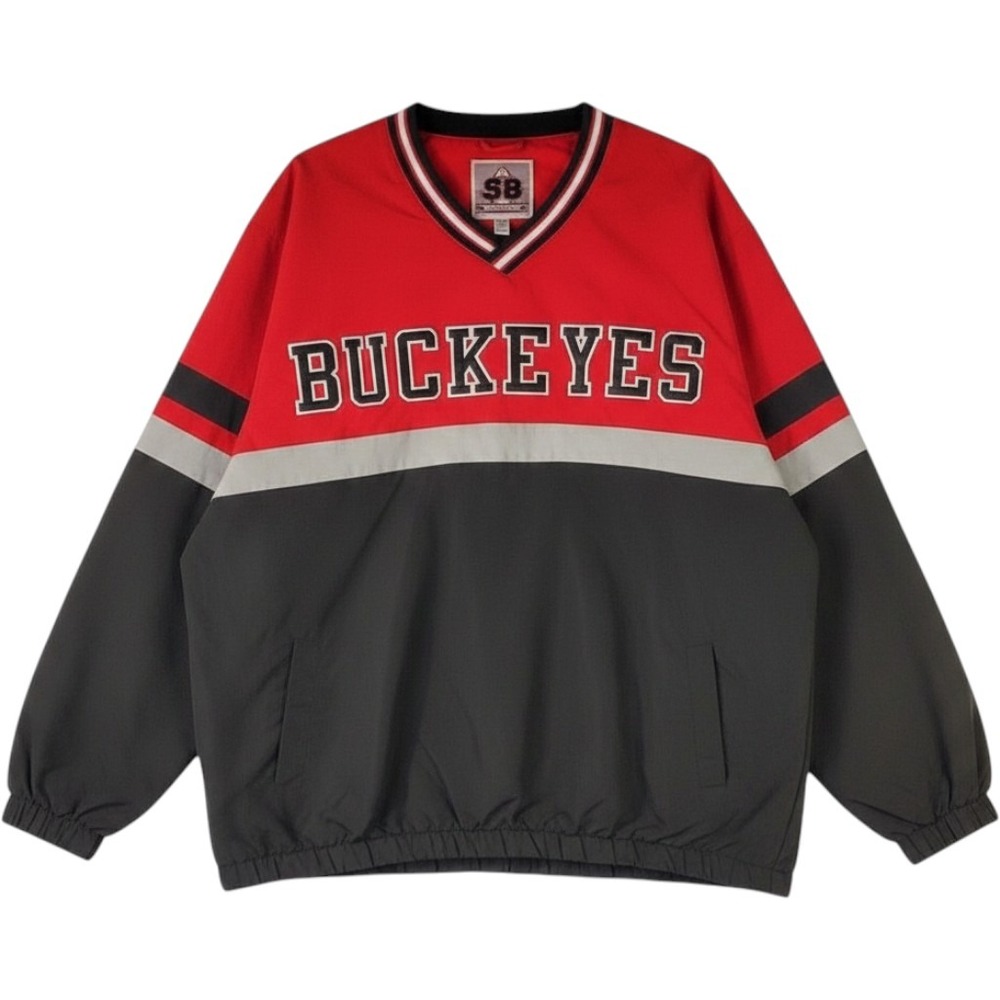 58 Sports Ohio State Buckeyes Windbreaker Jacket Mens 3XL Red Black V  Pullover